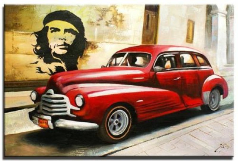 Oldtimer Auto Ölbild Bild Bilder Gemälde Ölbilder Keilrahmen 60X90CM - G15949