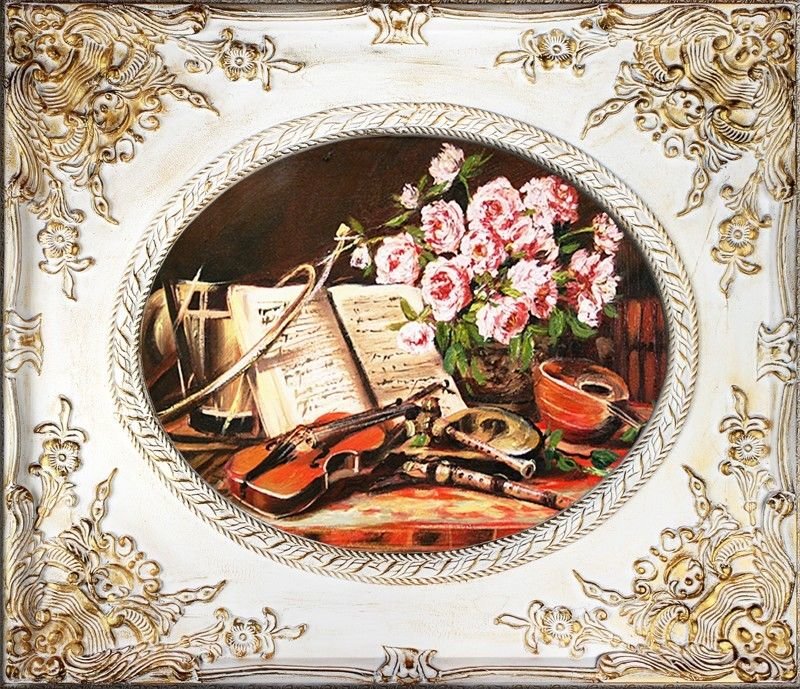 Gemälde Musikinstrumente Handarbeit Ölbild Bild Ölbilder Rahmen Bilder