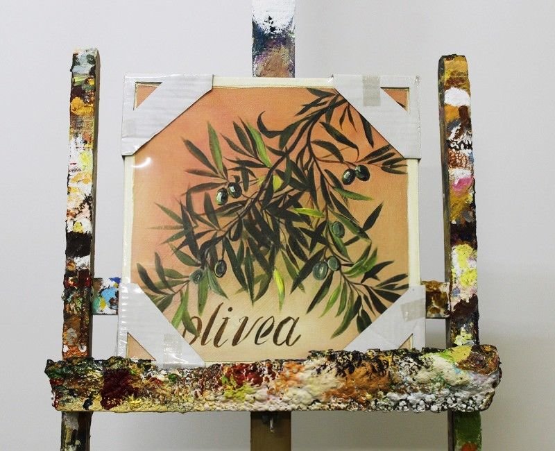 Details zu Abstrakt Malerei Leinwand Oliven Handarbeit Rahmen Öl Gemälde