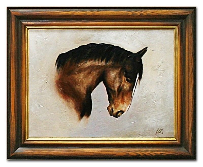Ölbild Ölbilder Gemälde Bilder Bild Handgemalt Öl mit Rahmen Barock Pferd
