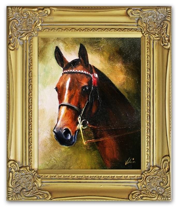 Ölbild Ölbilder Gemälde Bilder Bild Handgemalt Öl mit Rahmen Barock Pferd
