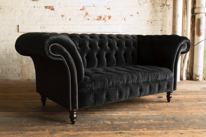 Chesterfield Design Luxus Polster Sofa Couch Sitz Garnitur Leder Textil