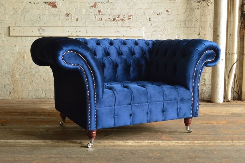 Chesterfield Design Polster Sessel Fernseh Couch 1 Sitzer Garnitur Textil