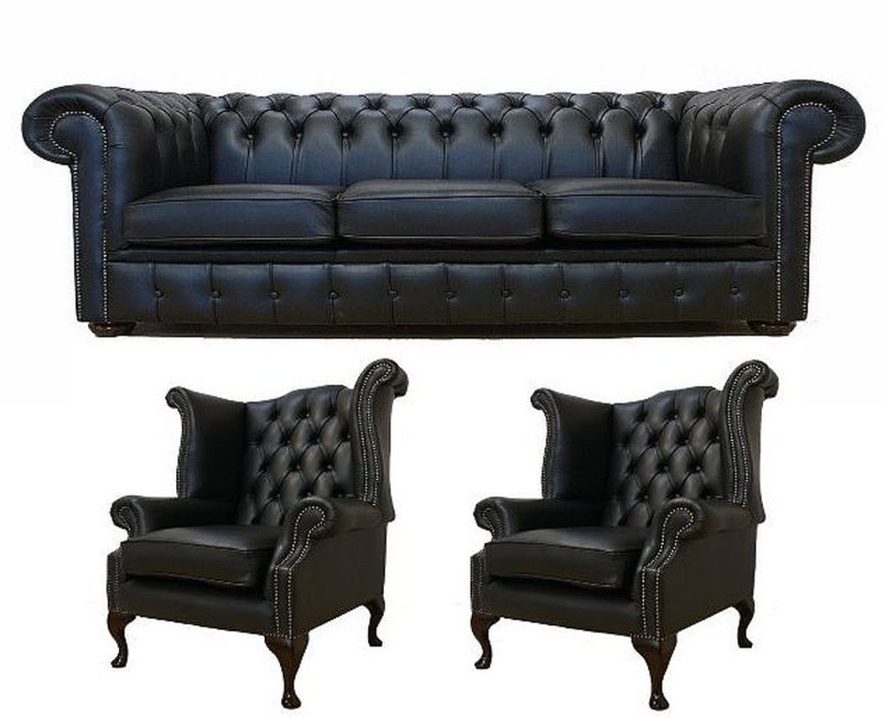 Chesterfield Sofagarnitur Leder Textil Chesterfield Komplett Set Sofa