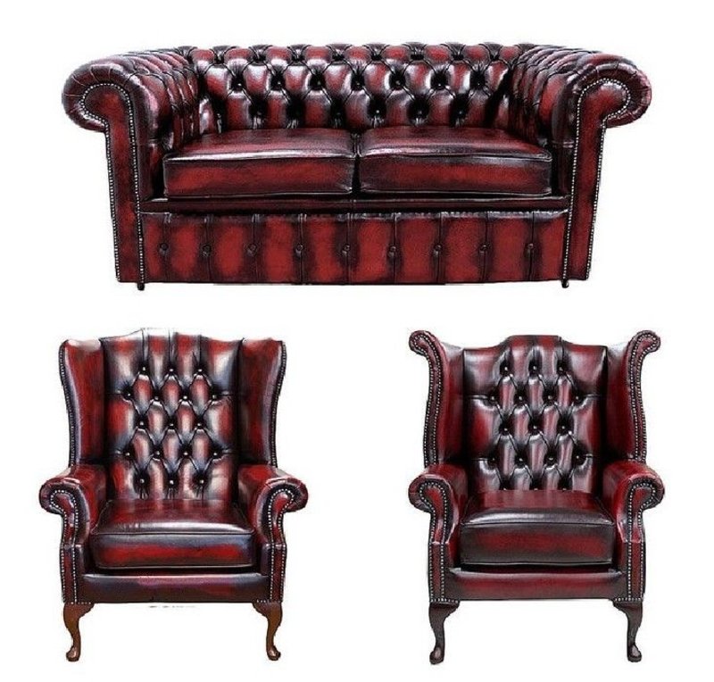 Chesterfield Sofagarnitur Leder Textil Chesterfield Komplett Set Sofa