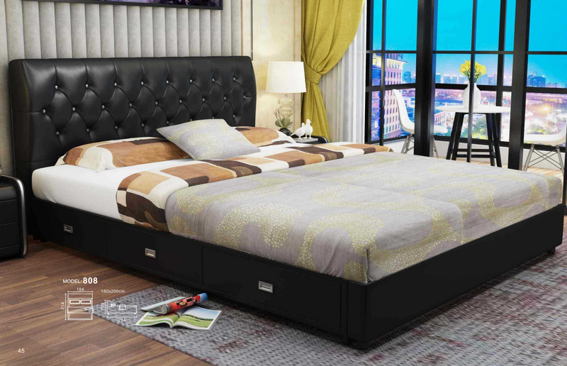Chesterfield Designer Bett Schlafzimmer Textil Leder Polster Italienische