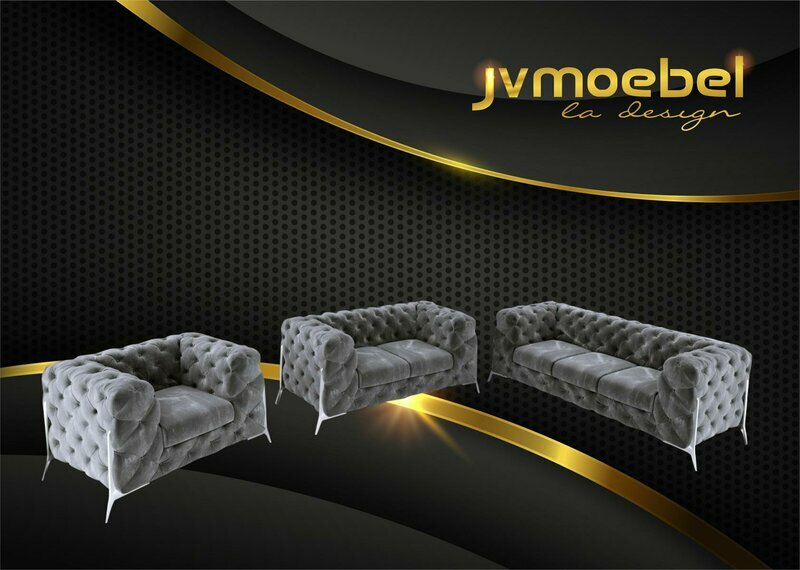 Sofagarnitur 321 Sitzer Textil Couch Modern Chesterfield Garnitur Designer Neu