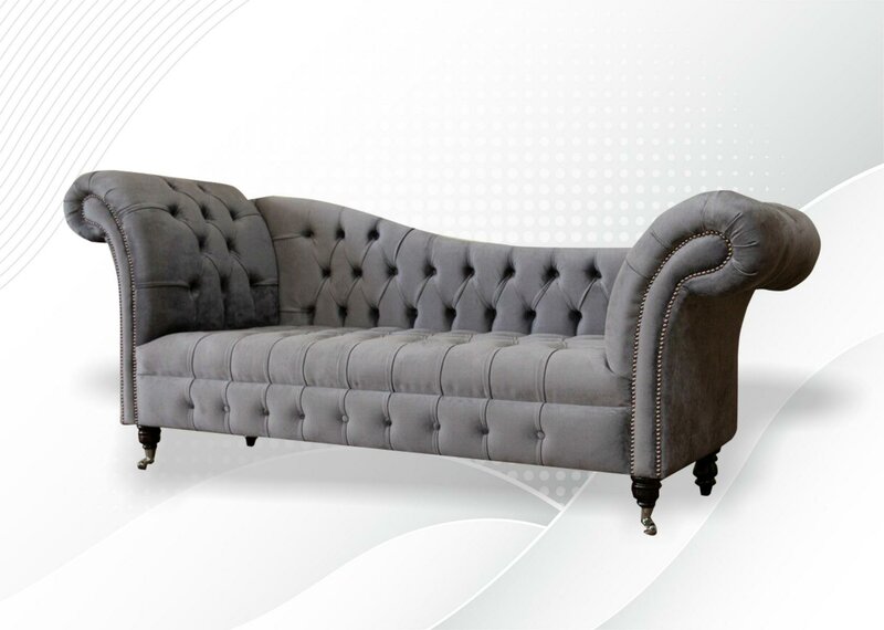 Lounge Sofa Wohnzimmer Stoff Couchen Chaiselounge Chesterfield Sitzpolster Neu