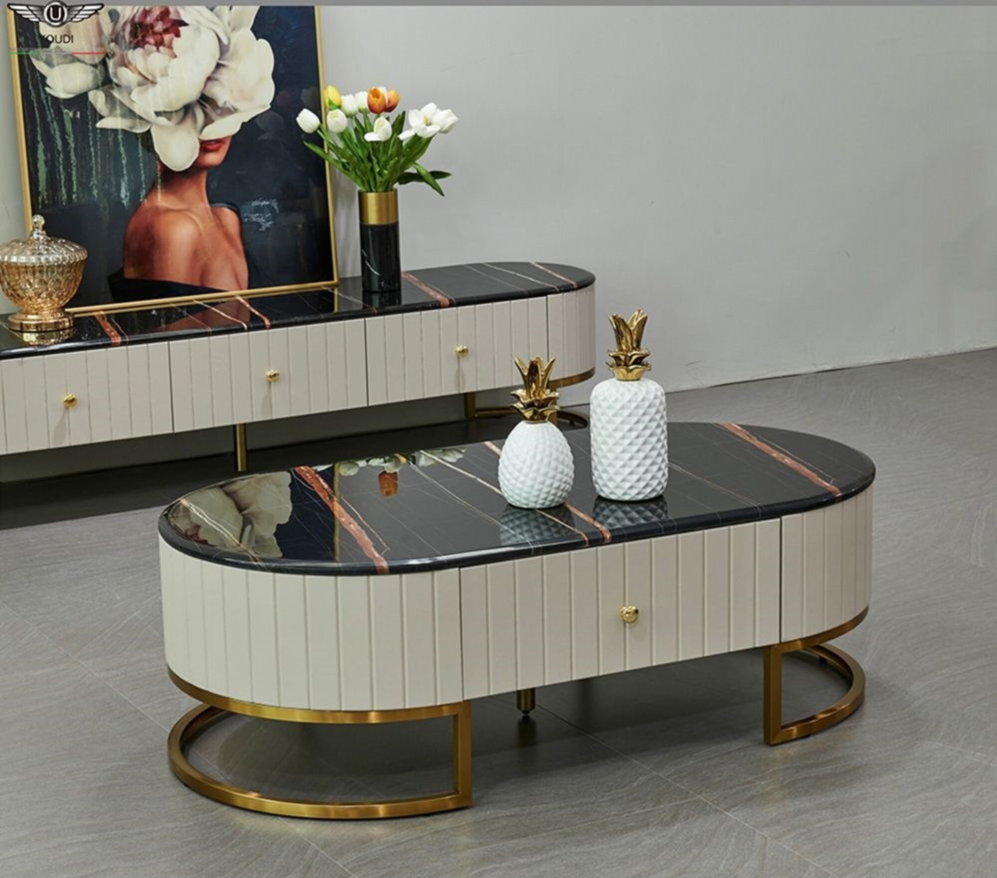 Couch Tisch Tische Oval Sofa Neu Metall Holz Beistell Designer Wohn zimmer Neu