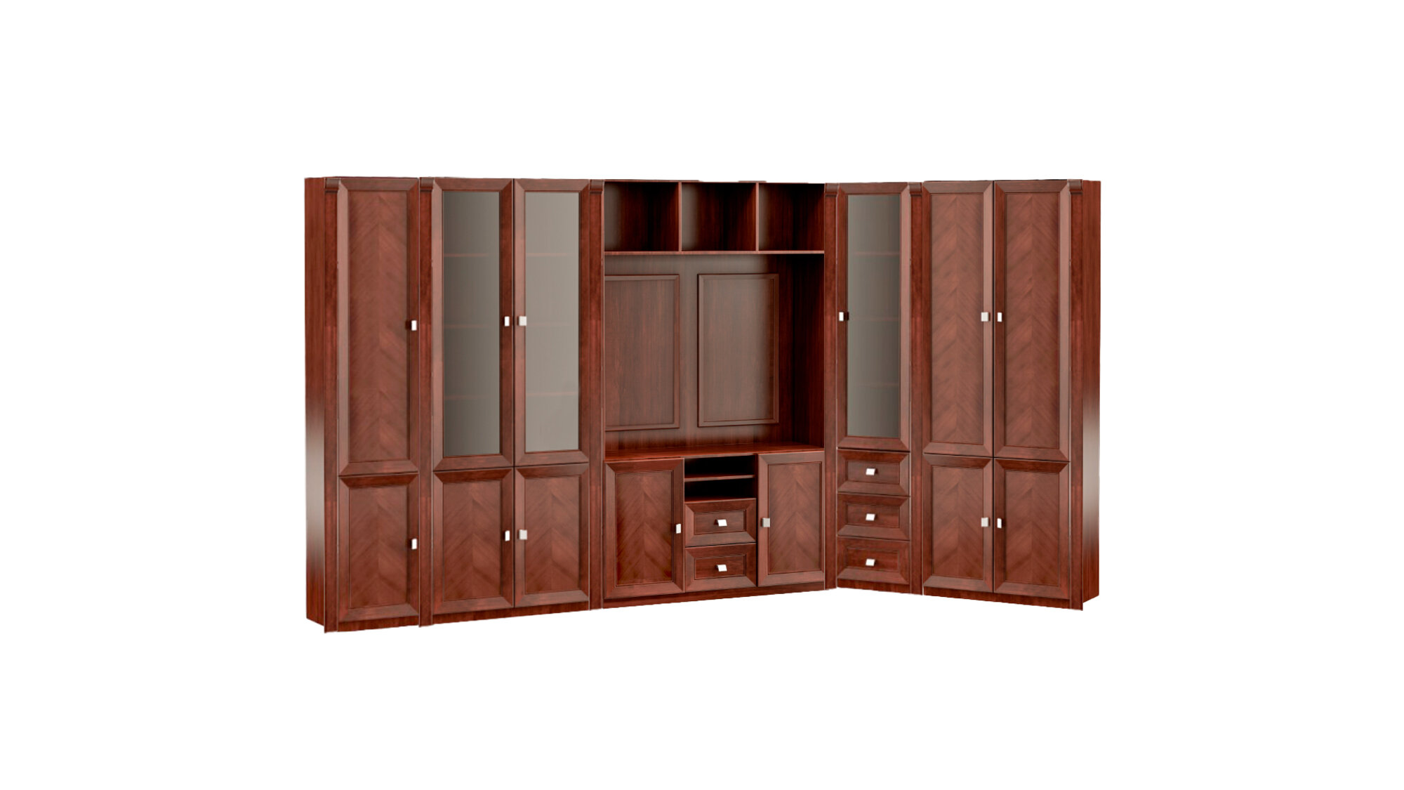 Designer Büro Eckschrank Braune Holz Möbel L-Form Robuster Kleiderschrank