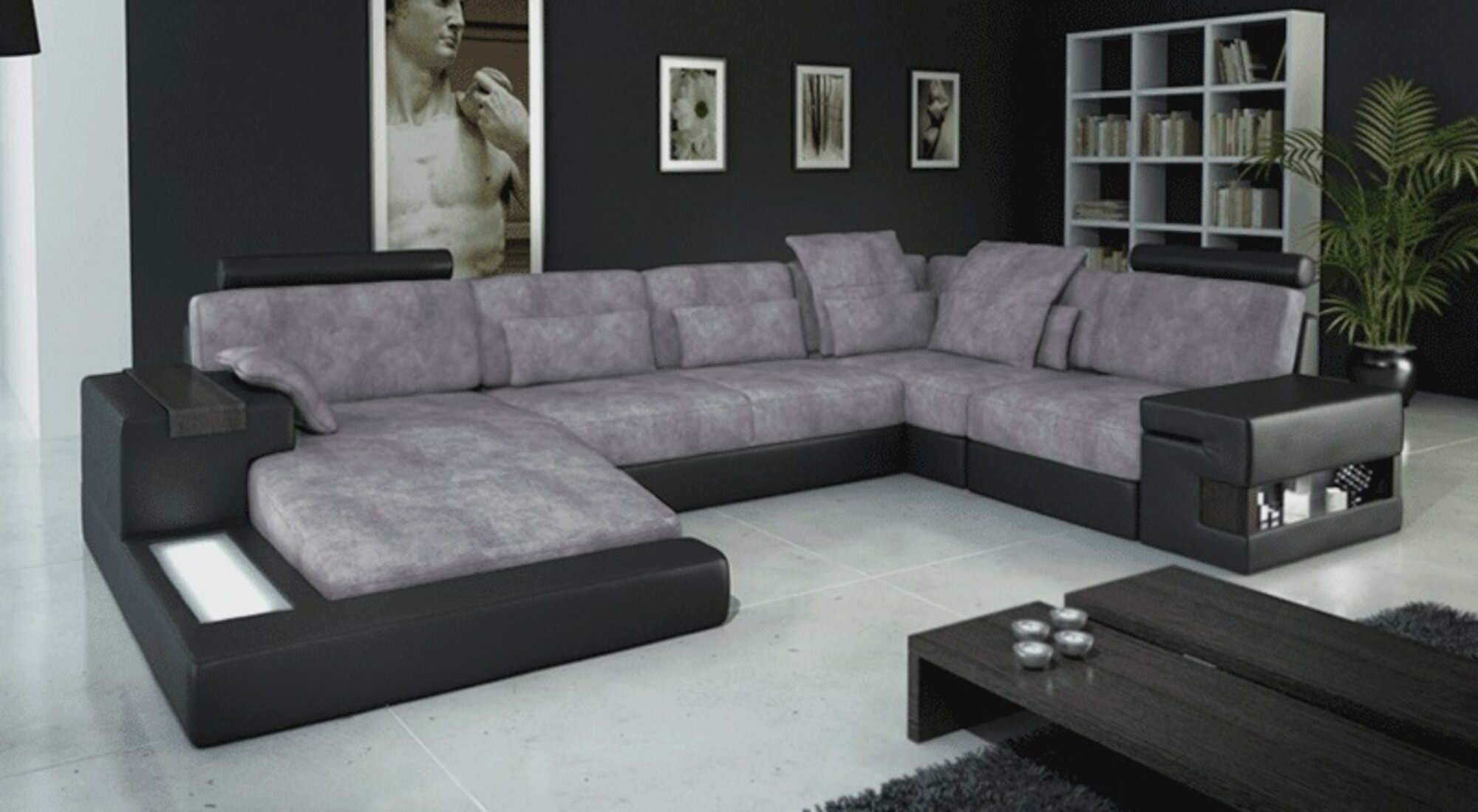Designsofa Wohnlanschaft Ecksofa Sofa Couch U Form Leder Textil Neu Bellini Grau Designsofa Wohnlanschaft Ecksofa Sofa Couch U Form Leder Textil Neu Bellini Grau