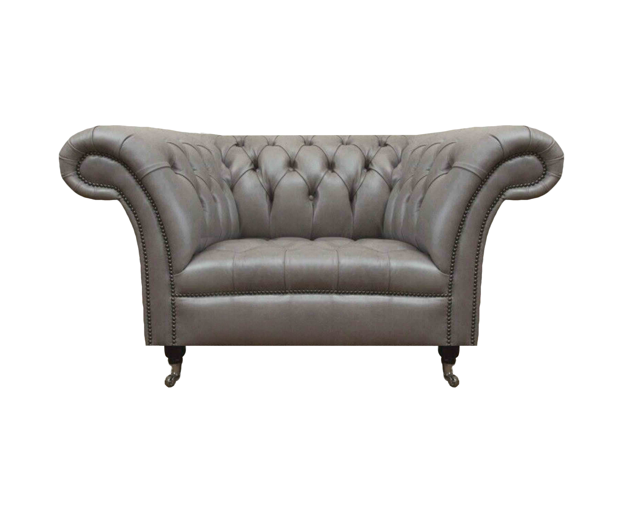 Grauer Chesterfield Lehnsessel Ledersessel Einsitzer Wohnzimmer 1-Sitzer