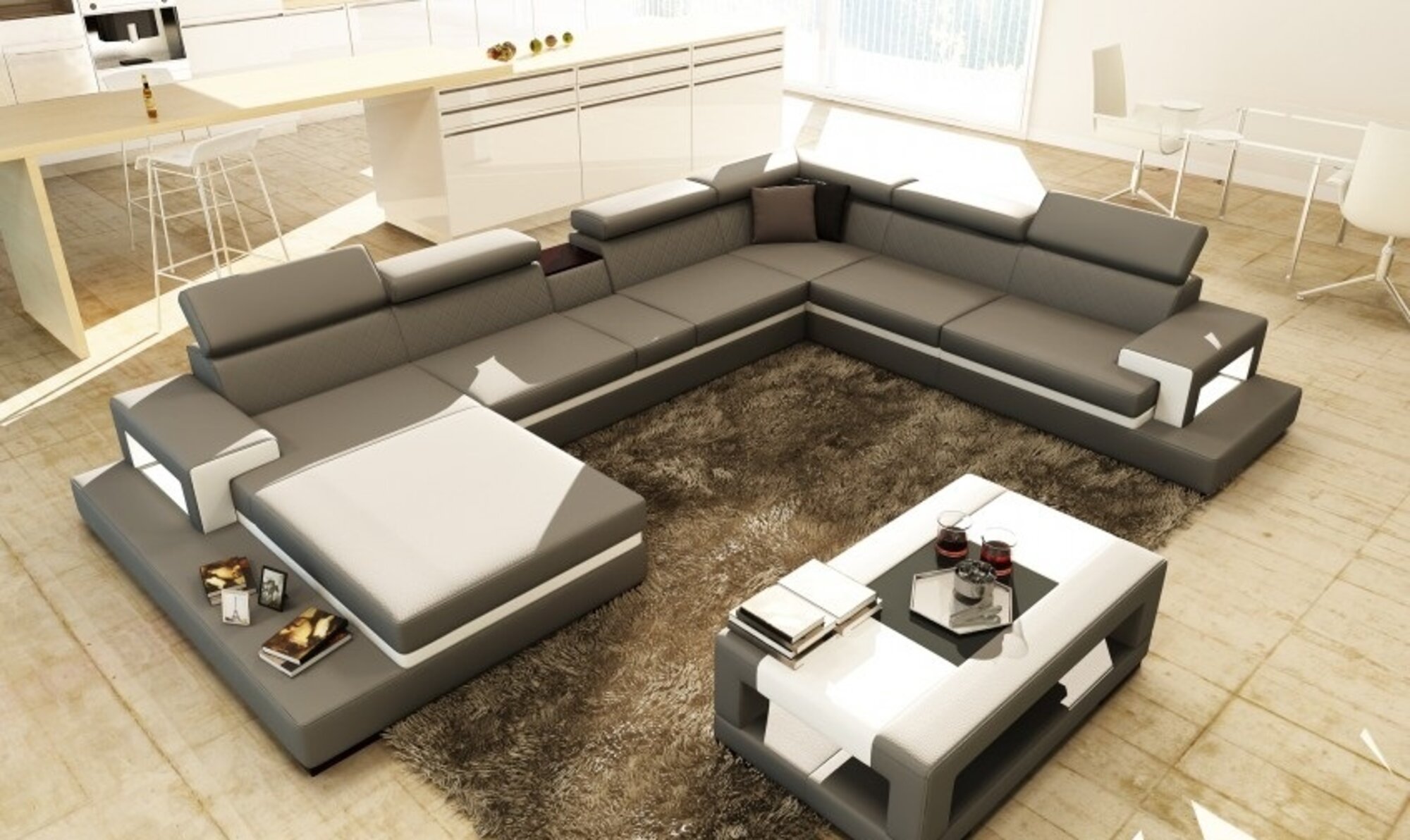 Ledersofa mit USB,Sofa Ecksofa U Form Couch Wohnlandschaft Designer Sitz Ecke Ledersofa mit USB,Sofa Ecksofa U Form Couch Wohnlandschaft Designer Sitz Ecke