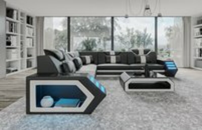 Wohnlandschaft Ledersofa Couch Polster Ecksofa Sofa Big XXL Couchgarnitur