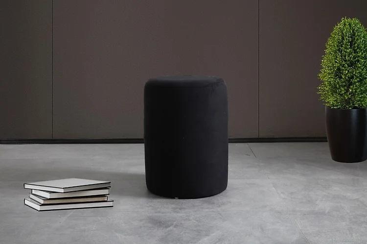 Schwarzer Hocker Wohnzimmer Polyester gepolsterter Sitzhocker Luxus