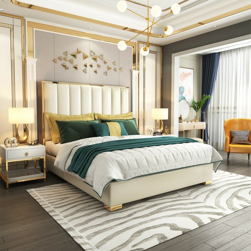 Luxus Schlafzimmer Möbel Bett 2x Nachttisch Set Betten Hotel Möbel 3tlg.