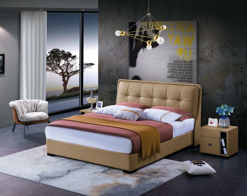 Klassisches Schlafzimmer Bett Weiß Textil Betten Leder Polster Doppel 180x200cm