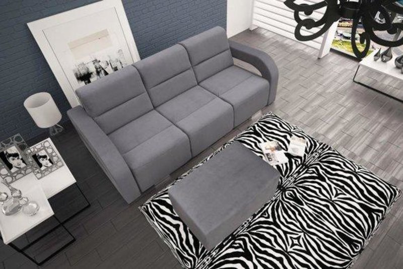 Schlafsofa Klappcouch 3-Sitzer Schlaffunktion + Bettkasten Couch Sofa