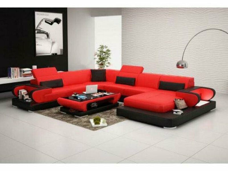 Wohnlandschaft Polster Ecke Eck Sofa Couch Garnitur Landschaft Leder