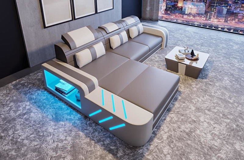 Design Sofa Couch Sitz Leder Polster Garnitur Wohnlandschaft Ecksofa