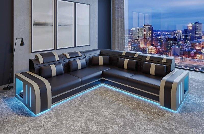 Design Sofa Couch Sitz Leder Polster Garnitur Wohnlandschaft Ecksofa A10 AVOLD L-FORM