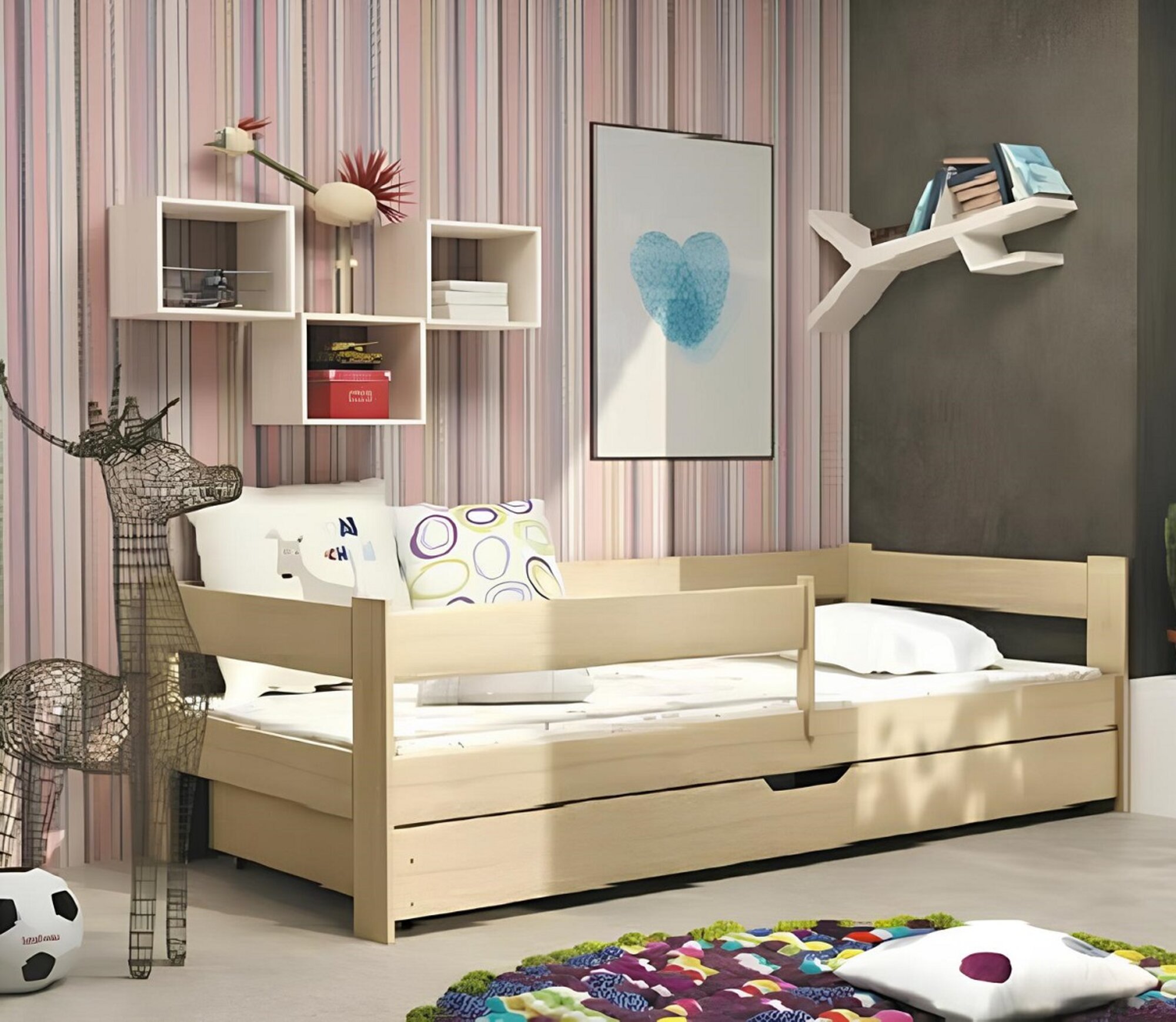 Bett Betten Naturholz Massiv Kinder Jugend Holzbett Sofort