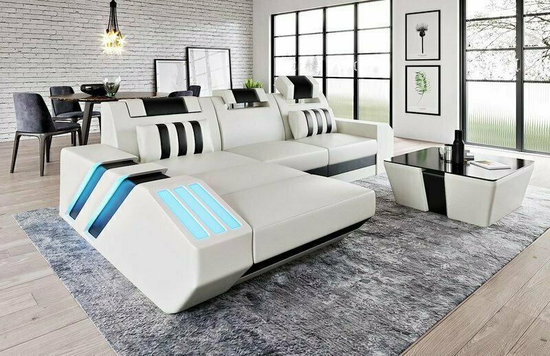 Wohnlandschaft Ledersofa Couch Polster Ecksofa Sofa Big XXL