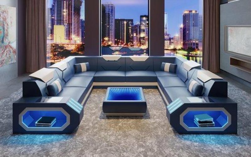Ecksofa Ledersofa Designer Luxus Sitz Polster Ecke Couch Wohnlandschaft