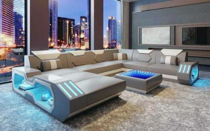 Design Sofa Couch Sitz Leder Polster Garnitur Wohnlandschaft Ecksofa