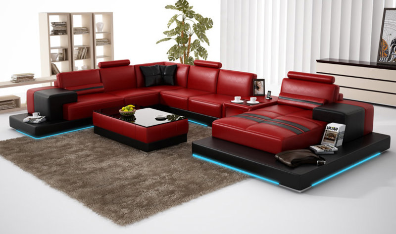 Ledersofa Couch Wohnlandschaft Ecksofa Eck Garnitur Design Modern Sofa