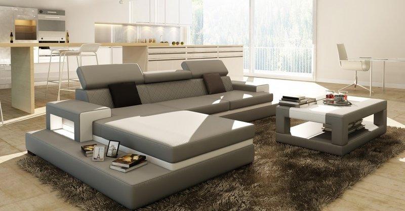 Ecksofa Polster Couch Sofa Wohnlandschaft Sitz Eck Garnitur Leder Textil