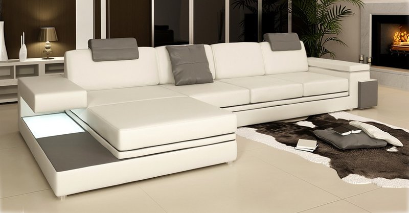 Ecksofa Polster Couch Sofa Wohnlandschaft Sitz Eck Garnitur Leder Textil