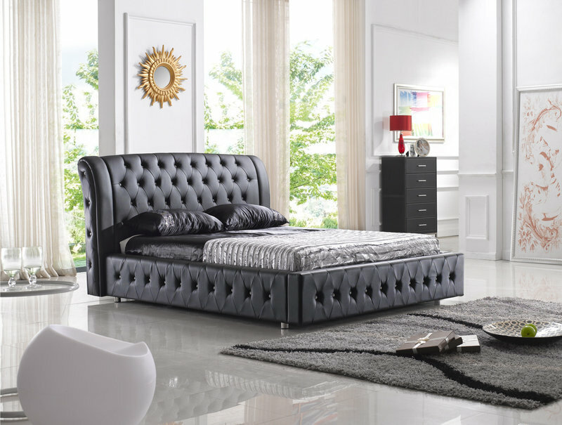 POLSTERBETT LEDERBETT BETT BETT MODELL S-9270 BLACK 160/180/200X220CM