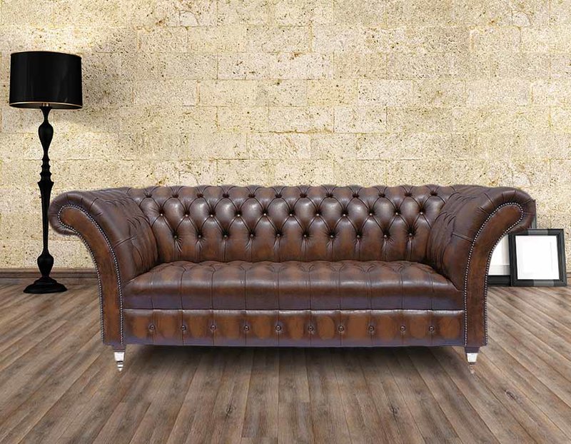 3 Sitzer Chesterfield Poster Sofa Couch Leder Textil Stoff Sofas Neu