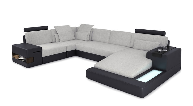 Big XXL UForm Wohnlandschaft Textil Stoff Couch Sofa Polster Ecke Garnitur