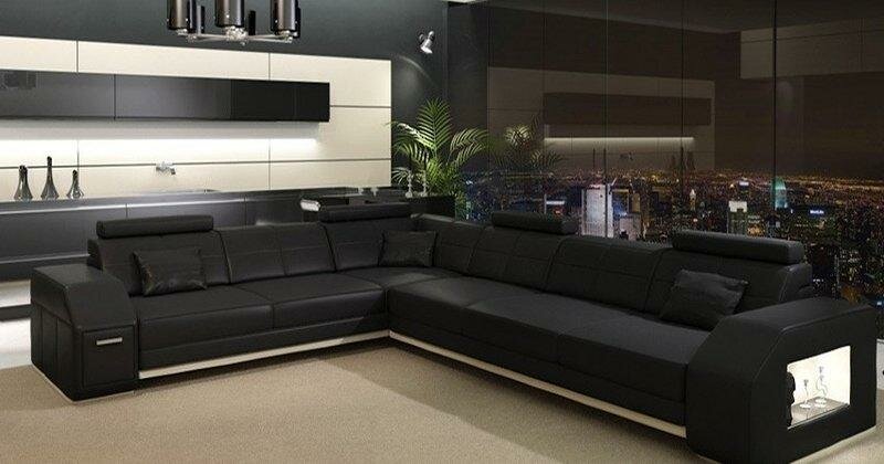 Wohnlandschaft Designer Sofa Couch Big Polster Leder Sofas Eck Ecke