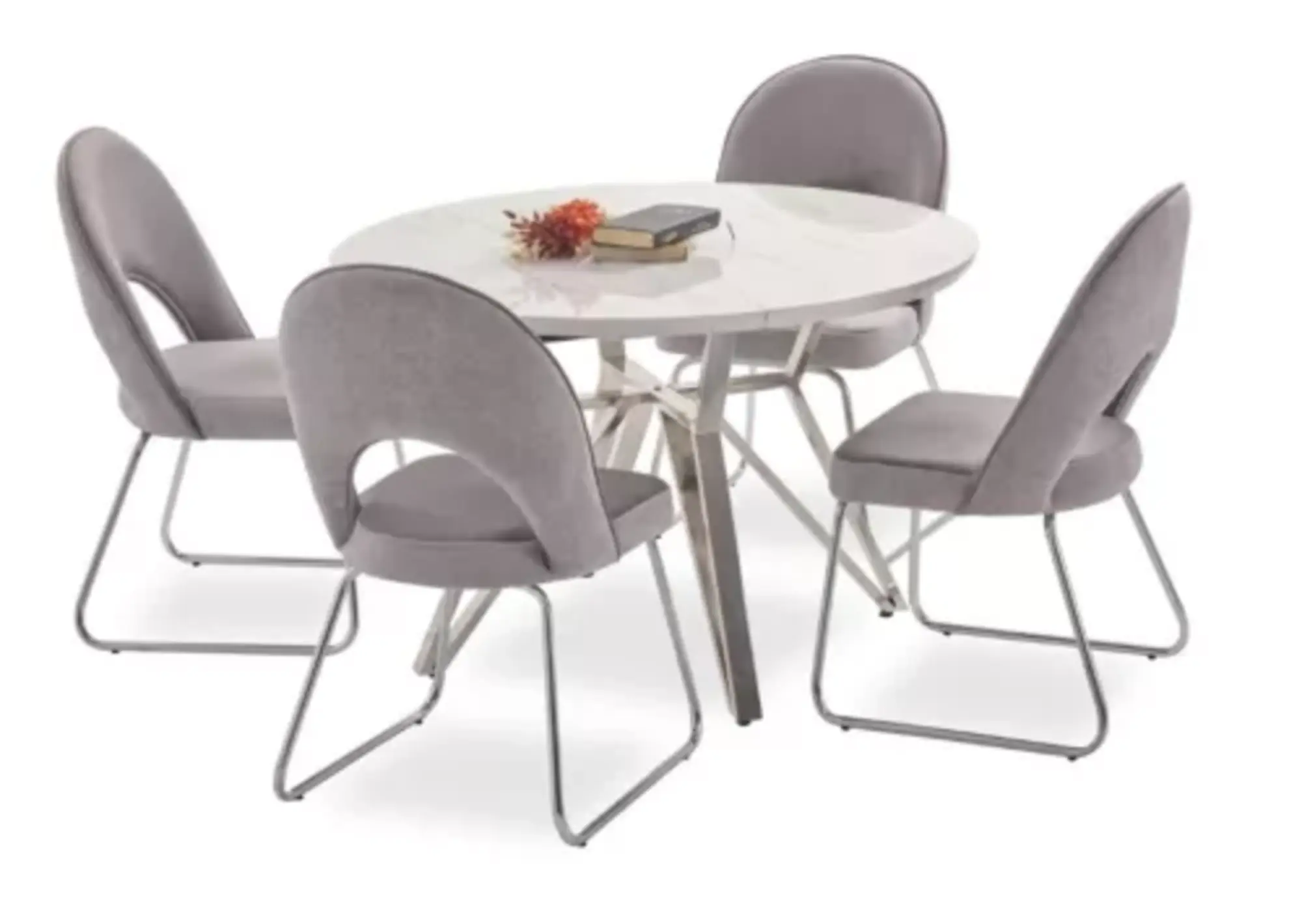 Luxus Esszimmer set Esstisch 4x Stühle Holz Stuhl Textil Essgruppe Garnitur Neu