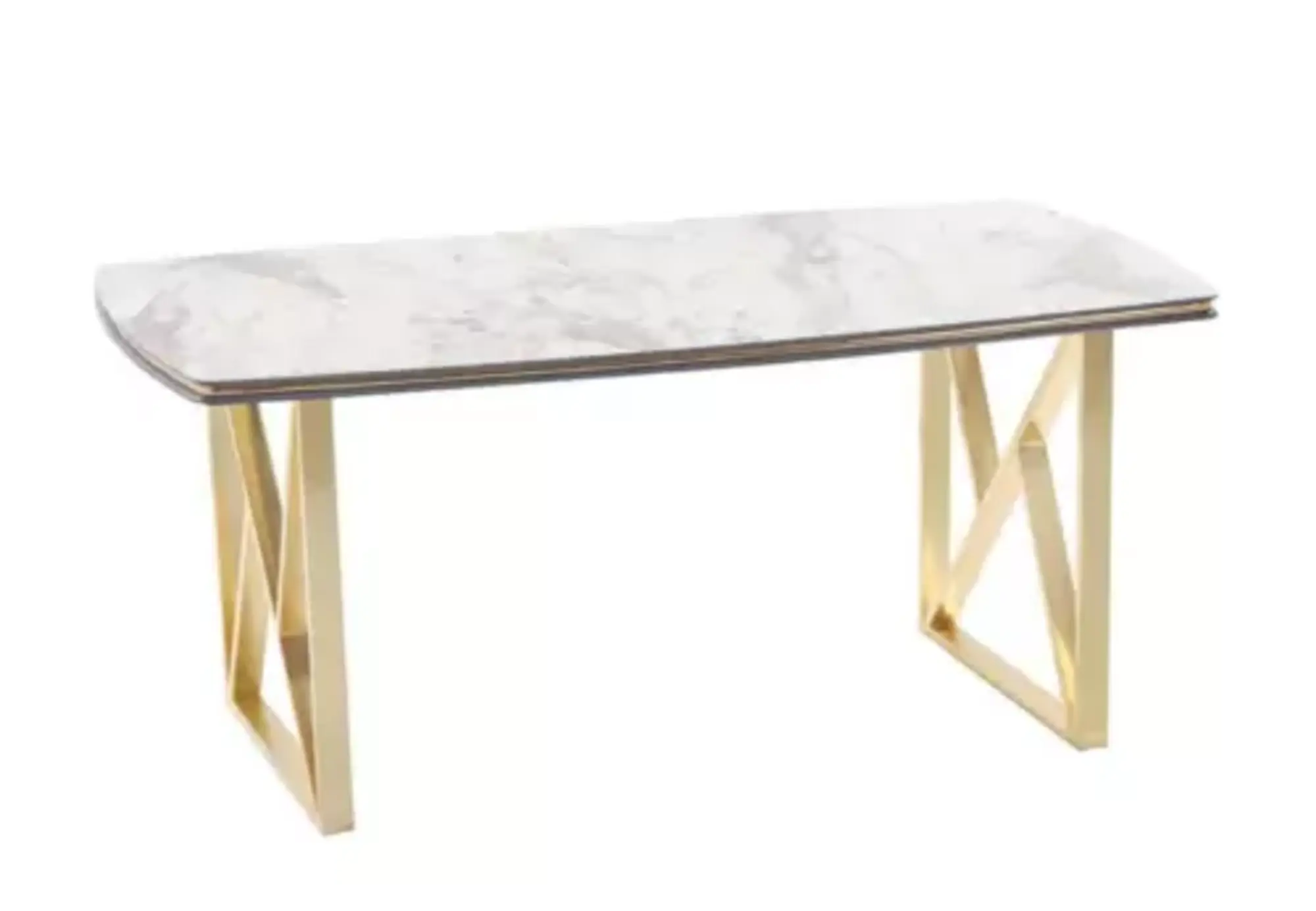 Eleganter Esstisch luxuriösen goldenen Beinen rechteckige Holztischplatte