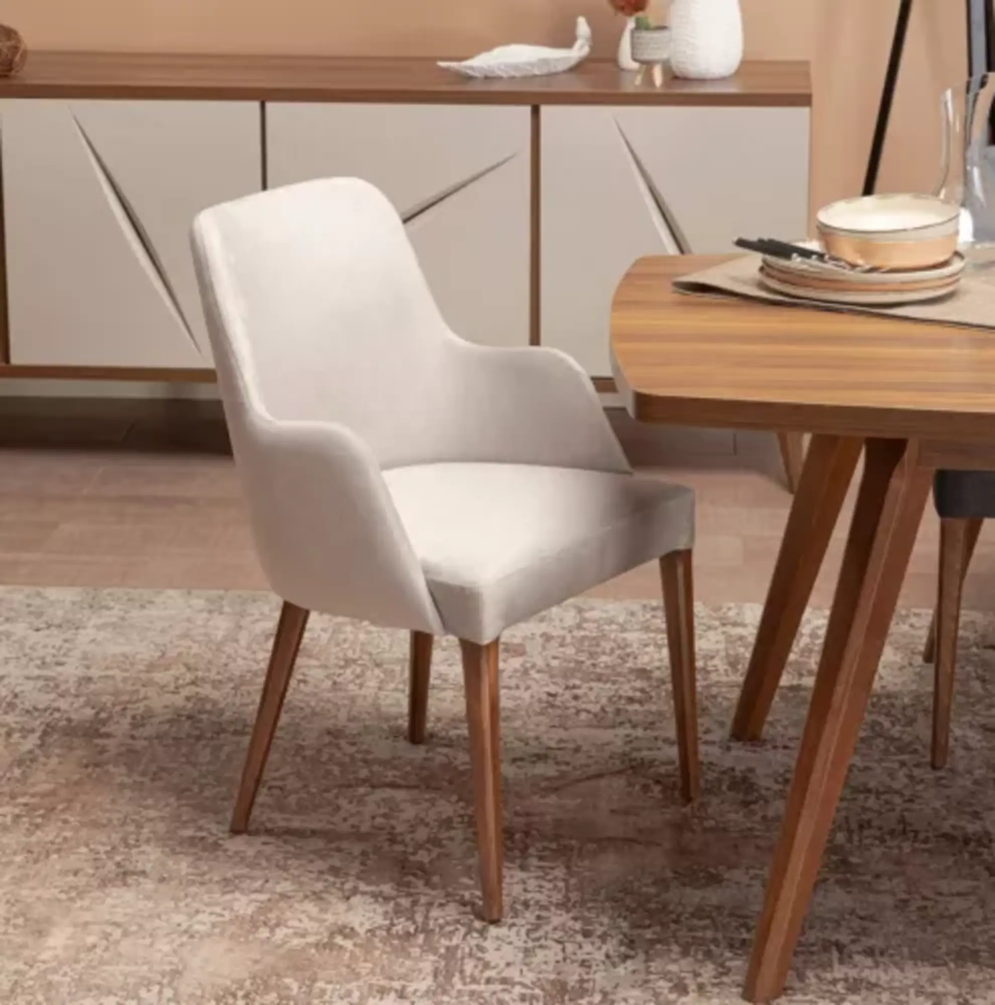Holzmöbel Esszimmer Set 4tlg 2x Stühle Modern 2x Stuhle Anrichte Design