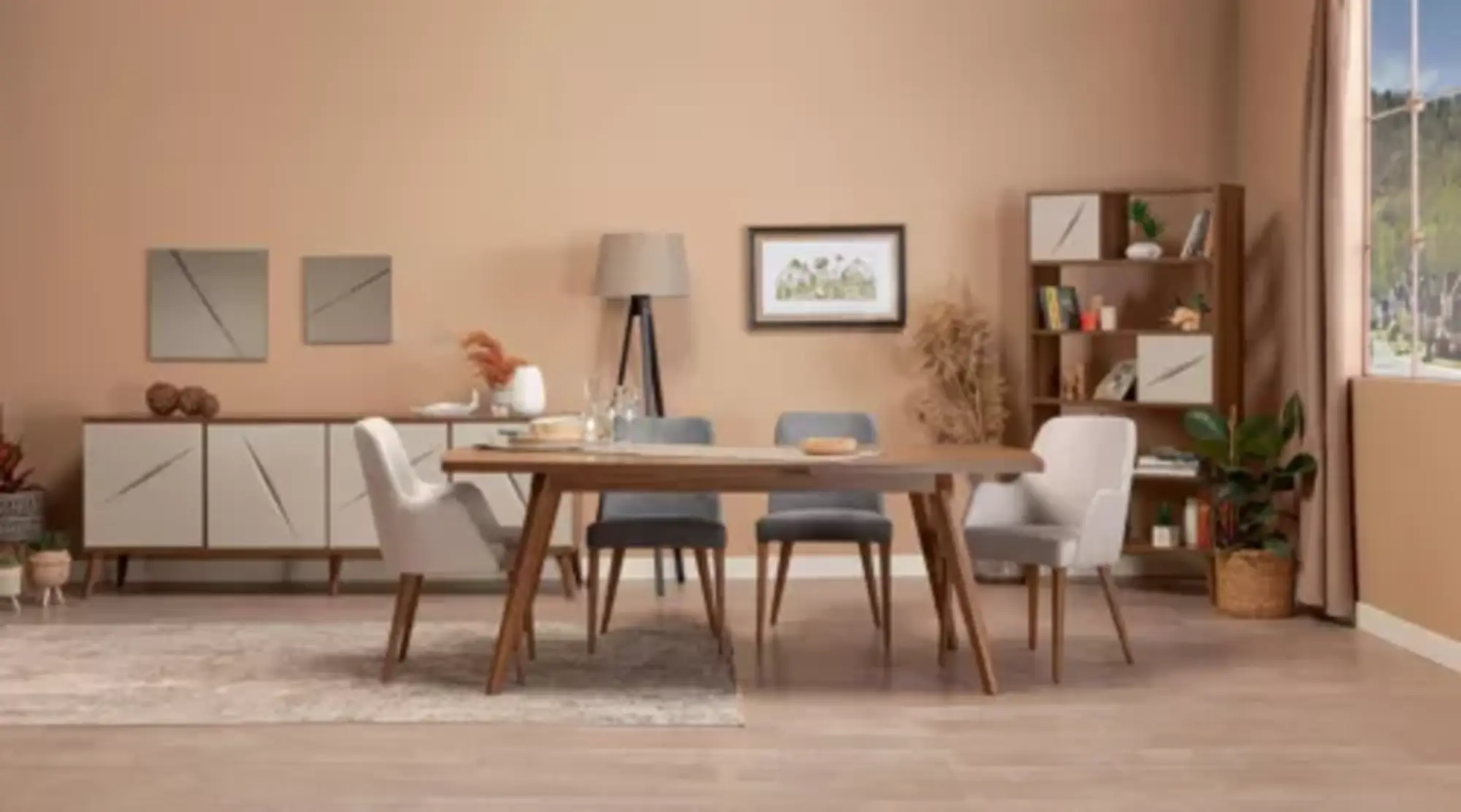 Esszimmer Set 9tlg Essgarnitur Modern Stil Esstisch mit 4x Stühle Anrichte