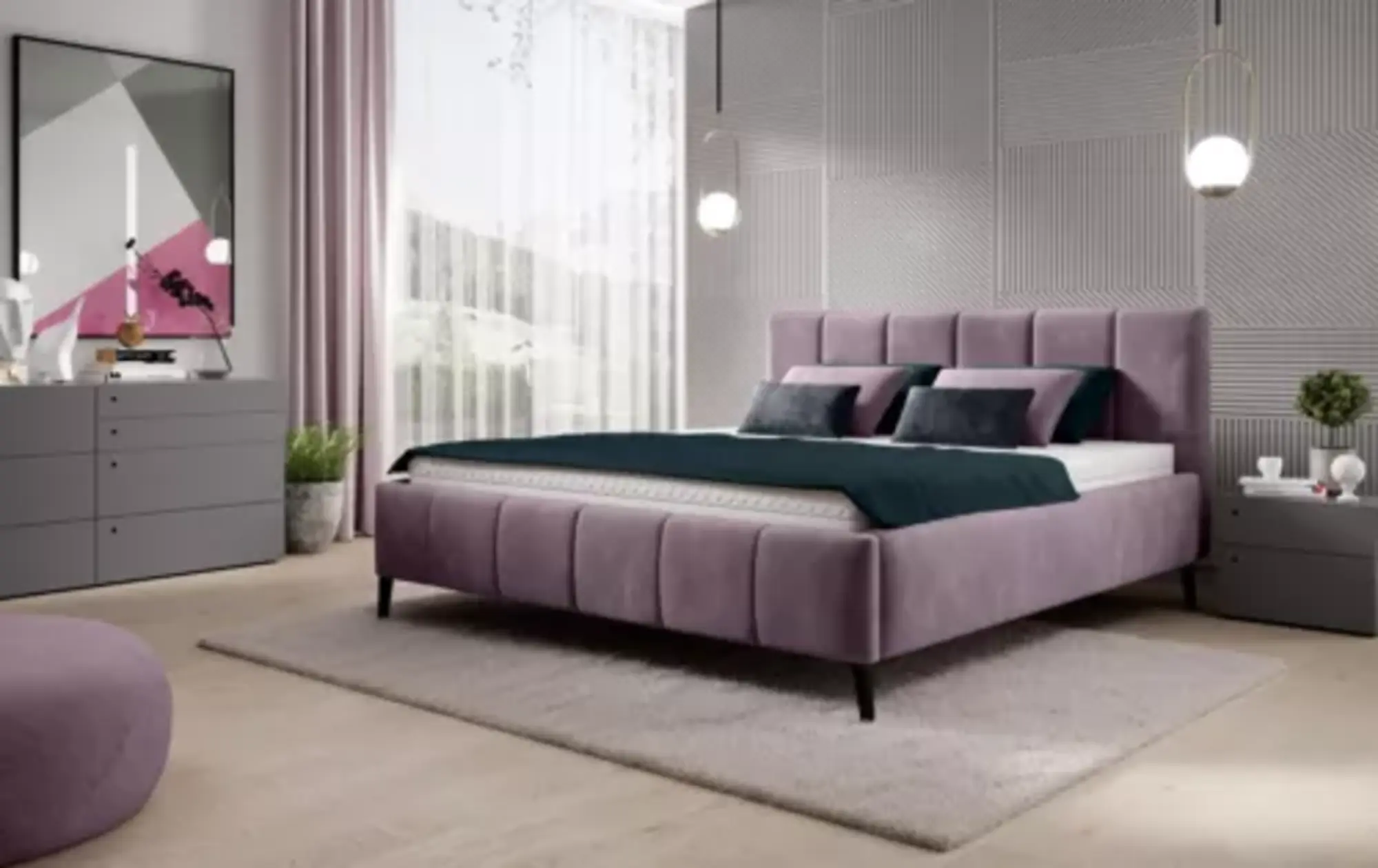 Bett Schlafzimmer Betten 180x200 Polsterbett Design Doppel Hotel Möbel Samt Neu