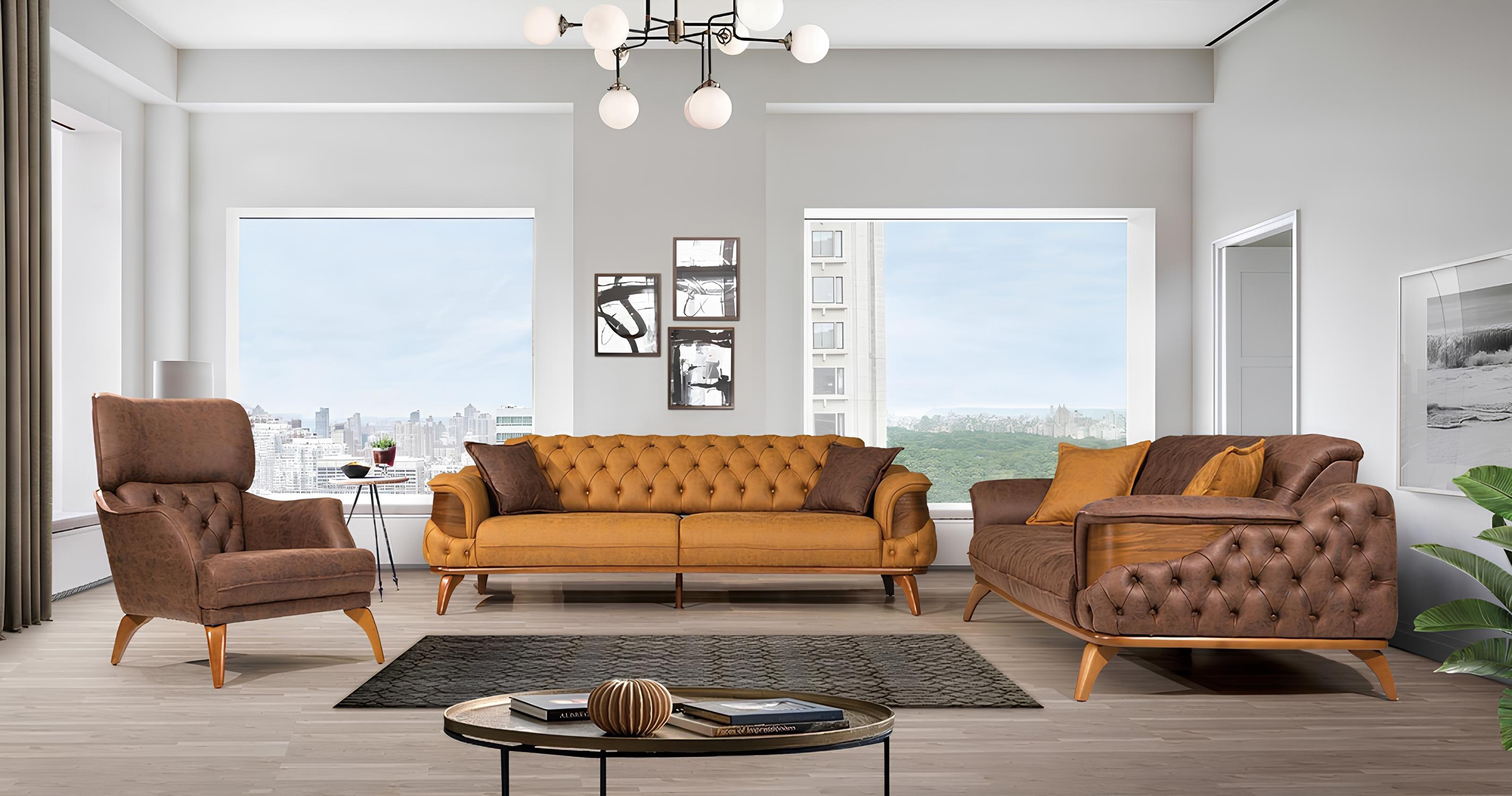 Chesterfield Sitzgruppe Luxus Couchgarnitur Set Dreisitzer Sessel 3tlg Chesterfield Sitzgruppe Luxus Couchgarnitur Set Dreisitzer Sessel 3tlg