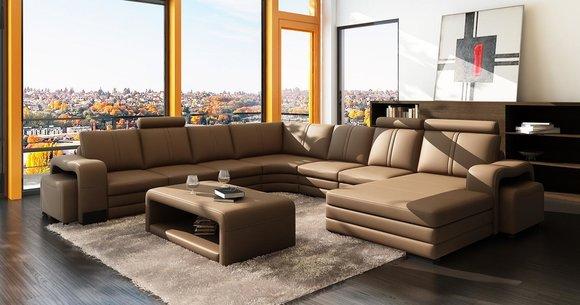 XXL Multifunktions Ledercouch Couch Big Sofa Polster Ecksofa Moderne