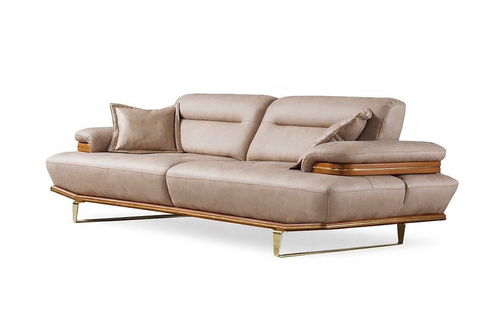Beige Polstersofa aus Leder mit elegantem Design und Sofort
