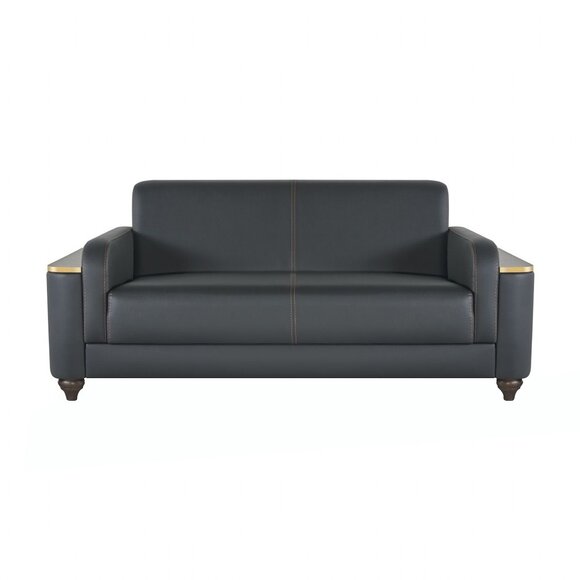 Sofa 2-Sitzer Arbeitszimmer Modern Design Schwarz Einfarbig Wohnzimmer