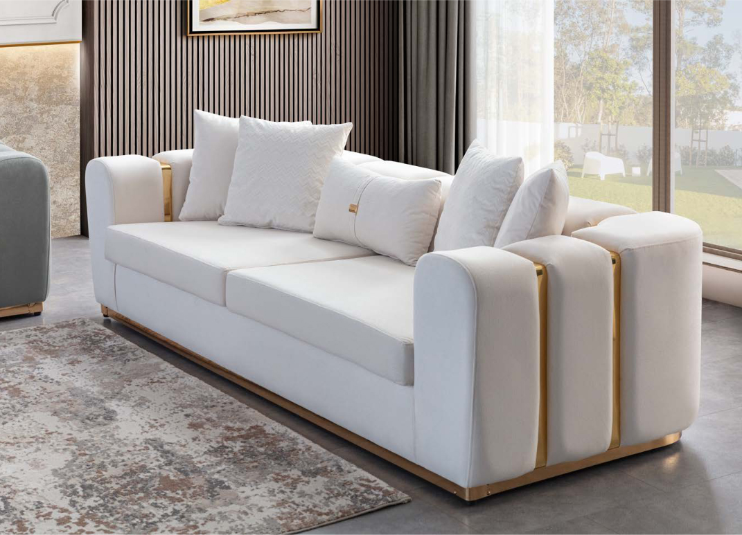 Wohnzimmer Sofas Designer Edelstahl Viersitzer Polster Couchen