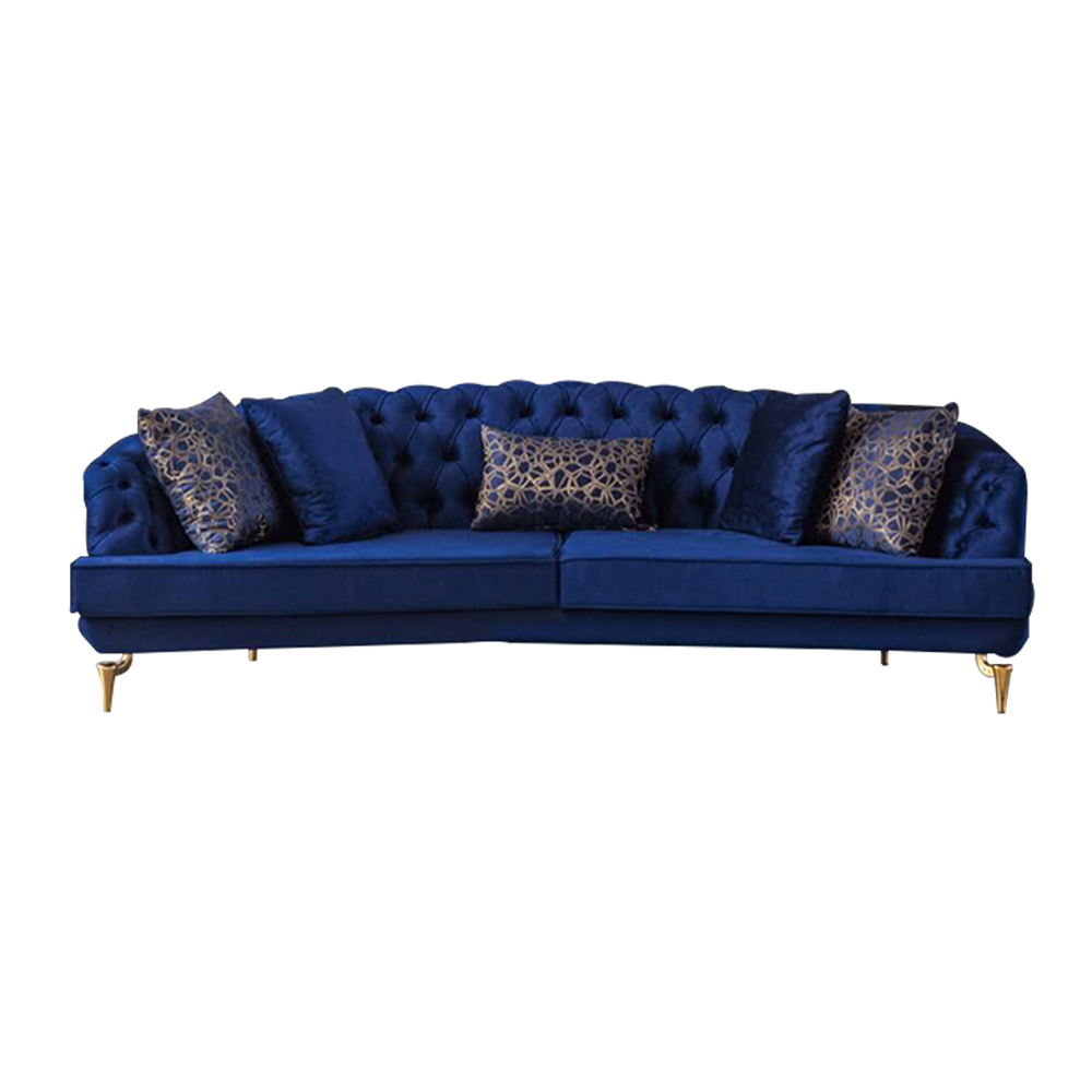 Blaue Wohnzimmer Chesterfield Sofagarnitur Polstersofas 4x Sitzer