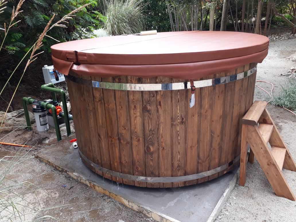 Whirlpool Badefass Externer Bad Ofen Holz Garten Fass Pool Thermoholz