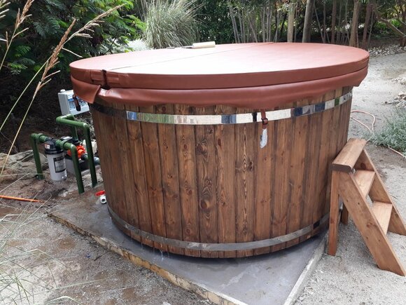 Whirlpool Badefass Externer Bad Ofen Holz Garten Fass Pool Thermoholz