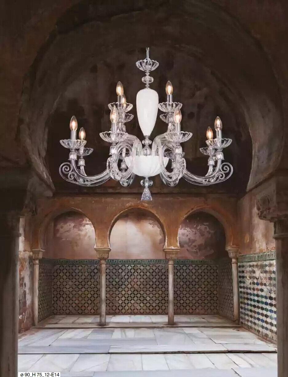 Luxus Deckenleuchter Kronleuchter Weiß Lüster Kristall Lampe Leuchten